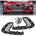 HECASA Pair LED Fog Lights Compatible with 2016 2017 2018 Hyundai Elantra Sixth Generation DRL Replacement for 92207F2100 92208F2100 Front Bumper Fog Lamp LH& RH Clear Lens