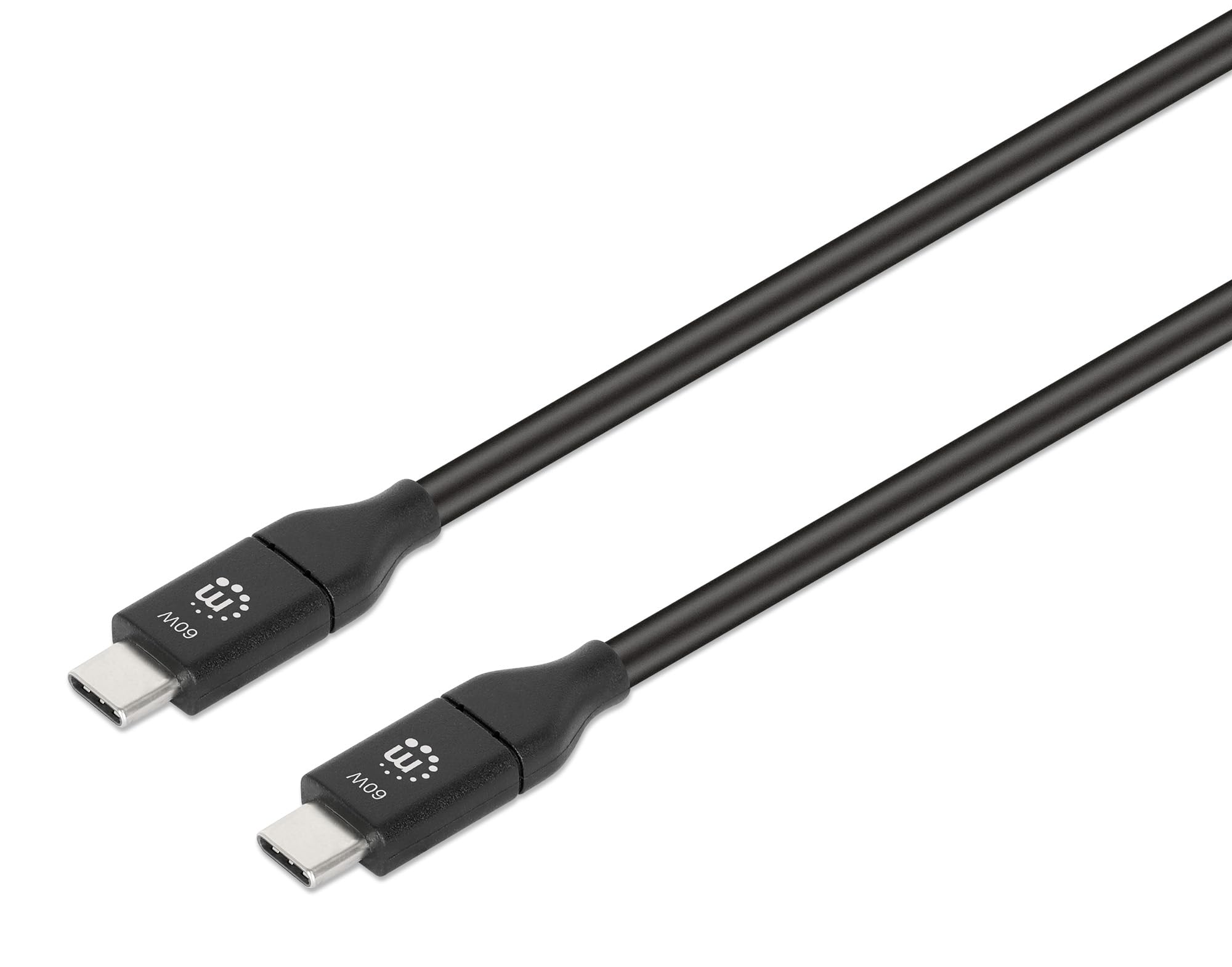 Manhattan USB-C to USB-C Cable, 1m, Male to Male, Black, 10 Gbps (USB 3.2 Gen2 aka USB 3.1), 3A (fast charging), SuperSpeed+ USB, Lifetime Warranty, Polybag — image 1