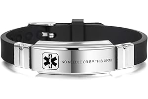 MOWOM Medical Bracelet Custom Engraved Silicone Adjustable Sport Name ID Identification Alert Medical Bracelet for Men Women 