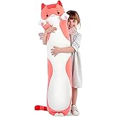 Mewaii Long Cat Plush 5 Sizes, 120% Extra Filling Giant Plushness Kids Body Pillow, Kawaii Cute Pink Cat Stuffed Animals Plushies, Big Long Body Pillow Cat Plush Gift for Girls 44”