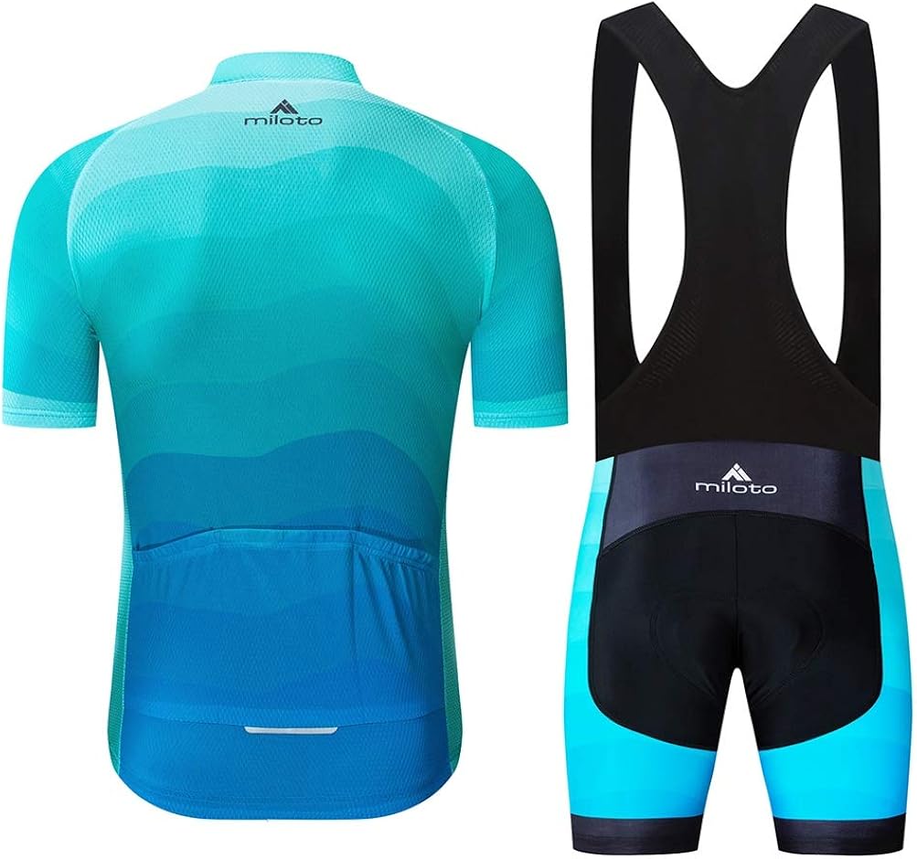 Uriah Men's Cycling Jersey Bib Shorts Black Sets Short Sleeve Reflective: Clothing
