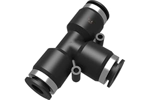 Utah Pneumatic 3/8 Push To Connect Fittings Tee Air Line Fittings Quick Connect Air Hose Pneumatic Fittings(3/8 Inch Tee 5 Pack)