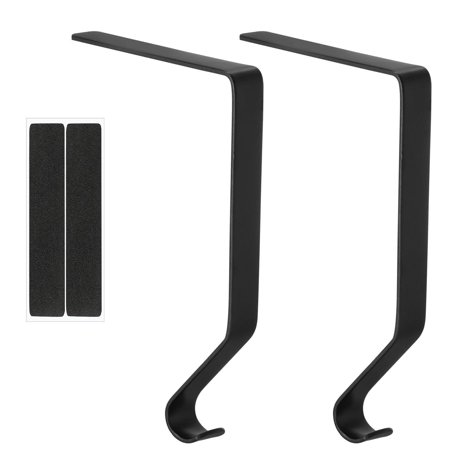 PATIKIL Christmas Stocking Holders, 2pcs Stocking Holder Stand Metal Hooks Reusable Right Angle for Fireplace Indoor Decorations Garland, Black