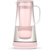 LifeStraw Home Glass Water Filter Pitcher, 7-Cup, Pink Bubble | Glass Water Filter Pitcher with Silicone Base, BPA-Free, Protects Against Bacteria, Parasites, Microplastics, Lead