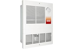 LEAFINNERIN 9815WH Large Capacity Electric Wall Heater with Built-in Adjustable Thermostat and Silent Motor, Overheat Protection, 1500 Watts, 120/240 Volts, White