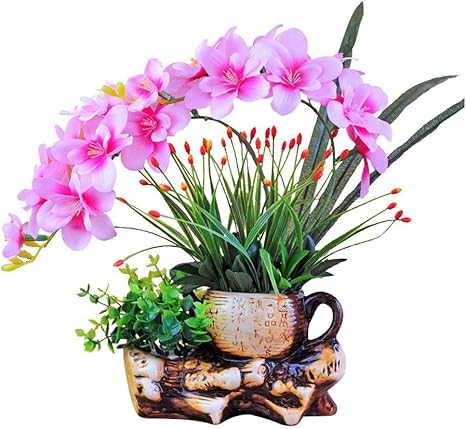 Amazon 偽の花 人工胡蝶蘭造花セット セラミック植木鉢 ホームテーブル フェイクフラワー装飾 人工フェイク花盆栽 造花 造花 オンライン通販