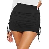 HESUUIO Women's Sexy Mini Skirt Side Adjustable Drawstring Ruched Bodycon Club Short Skorts