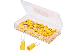MECCANIXITY Insulated Fork Spade Connectors, 16-14AWG SV2-3 U-Type Tinned Copper Waterproof Fork Crimp terminals Connectors f