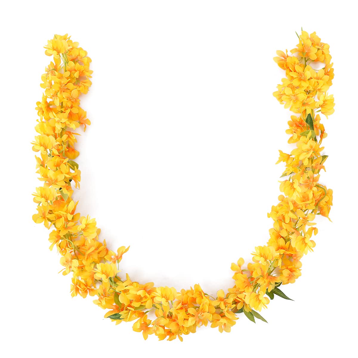 JUSTOYOU 2 Pcs 5.7FT Artificial Sakura Cherry Blossom Flowers Hanging Vine for Outdoor Indoor Wedding Wall Badroom Decoration (Cherry Blossom Yellow)