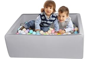 FUBOTRAD Ball Pit 42.1" x 13.7" Oblong Foam Ball Pits for Kids Toddlers Soft Play Equipment Balls NOT Included (Light Gray)