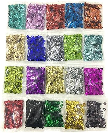 13200 Pieces Loose Sequins Bulk Round Cup Sequin Iridescent Spangles for DIY Arts Crafts Making Embroidery Applique ,Rainbow Cup Sequin for Wedding Decoration, 6 mm, 160g 20 Colors