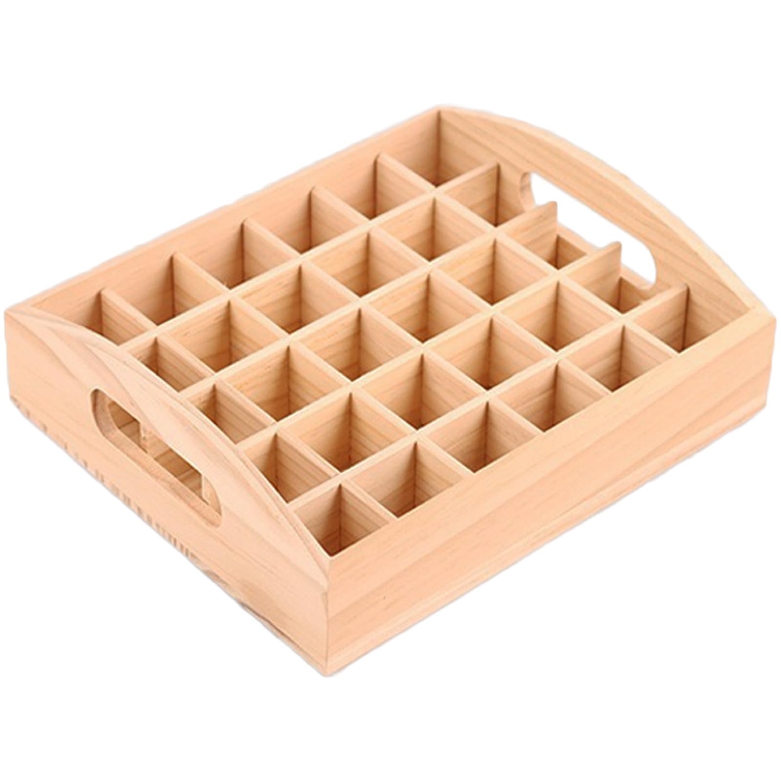 WishesMar 30 Slots Wooden Essential Oil Holder Display Storage Organizer Stand Natural Wooden Rack - Holds up to 30 Aromatherapy Bottles Presentation Shelf - Hole Diameter 1.1 inch 2.8cm #A