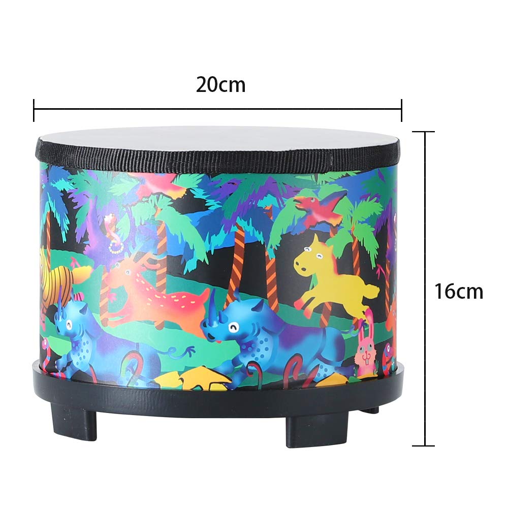 Floor Tom Drum for Kids 8 inch Percussion Instrument Music Drum with 2 Mallets for Baby Children Special Christmas Birthday Gift, Black
