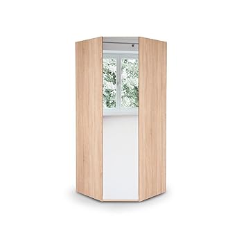 White Mirrored Or Oak Corner Wardrobe Modern Bedroom H 187 Cm W
