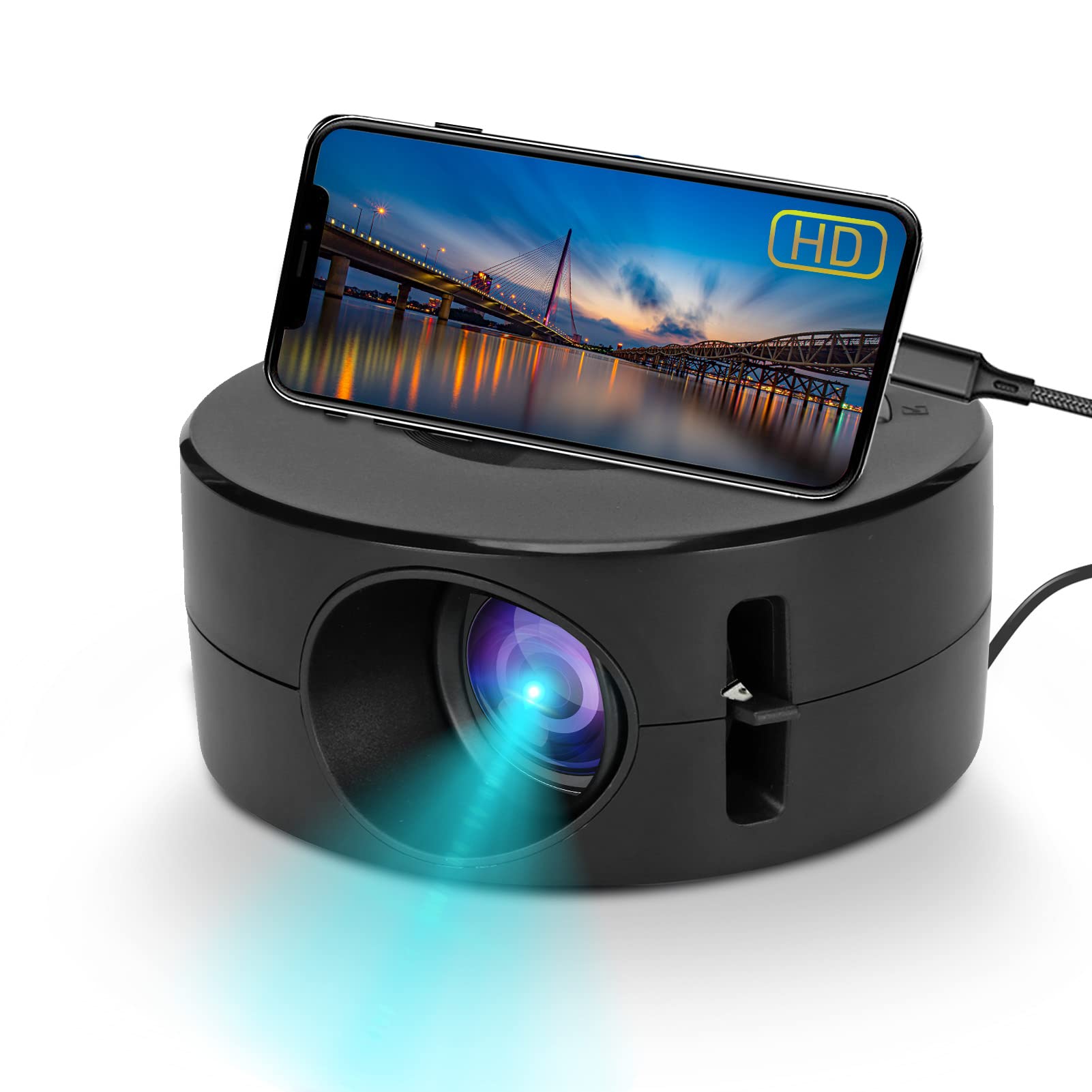 Mini LED Projector for Kids - Portable Movie Projector with HD Resolution, USB Interface and Remote Control