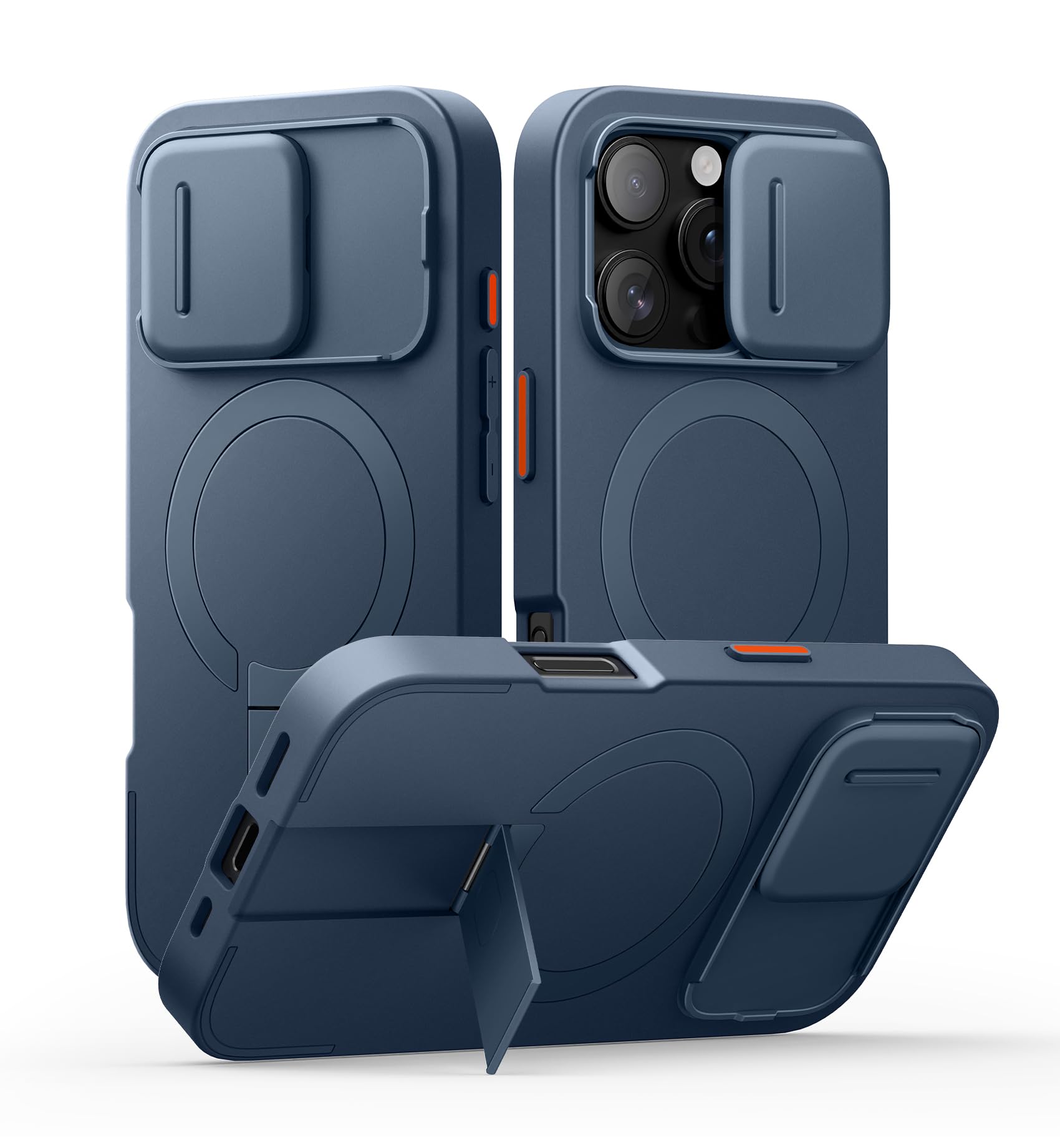 Photo 1 of SURITCH for iPhone 16 Pro Case with Slide Camera Cover and Adjustable Kickstand, Compatible with MagSafe, Shockproof Bumper Case Slim Protective Cover for iPhone 16 Pro 6.3 Inch,Blue