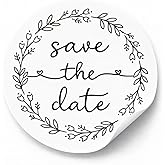 120 Pack Save The Date Wedding Stickers, 1.6 Inch Round Invitation Envelope Seals, Elegant Wedding Labels for Save the Date Cards, Invitations, Bridal Showers & Event Planning