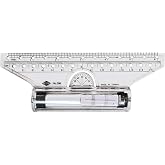 ALVIN 306 Rolling Parallel Ruler, 6 Inch, Clear Plastic Rolling Ruler with Inch and Metric Scales and Protractor for Drawing Parallel Lines, Circles, Angles and Arcs