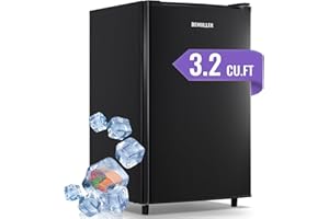 DEMULLER Mini Upright Freezer 3.2 Cubic Feet Front Door Freezer Compact Upright Freezer with 7-speed Temperature Control for Home Kitchen Office Apartment Black