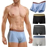 LEOMOSTE Young Men's Cotton Breathable Trunks Underwear Stretch Moisture-Wicking Boxer Briefs, 4-Pack