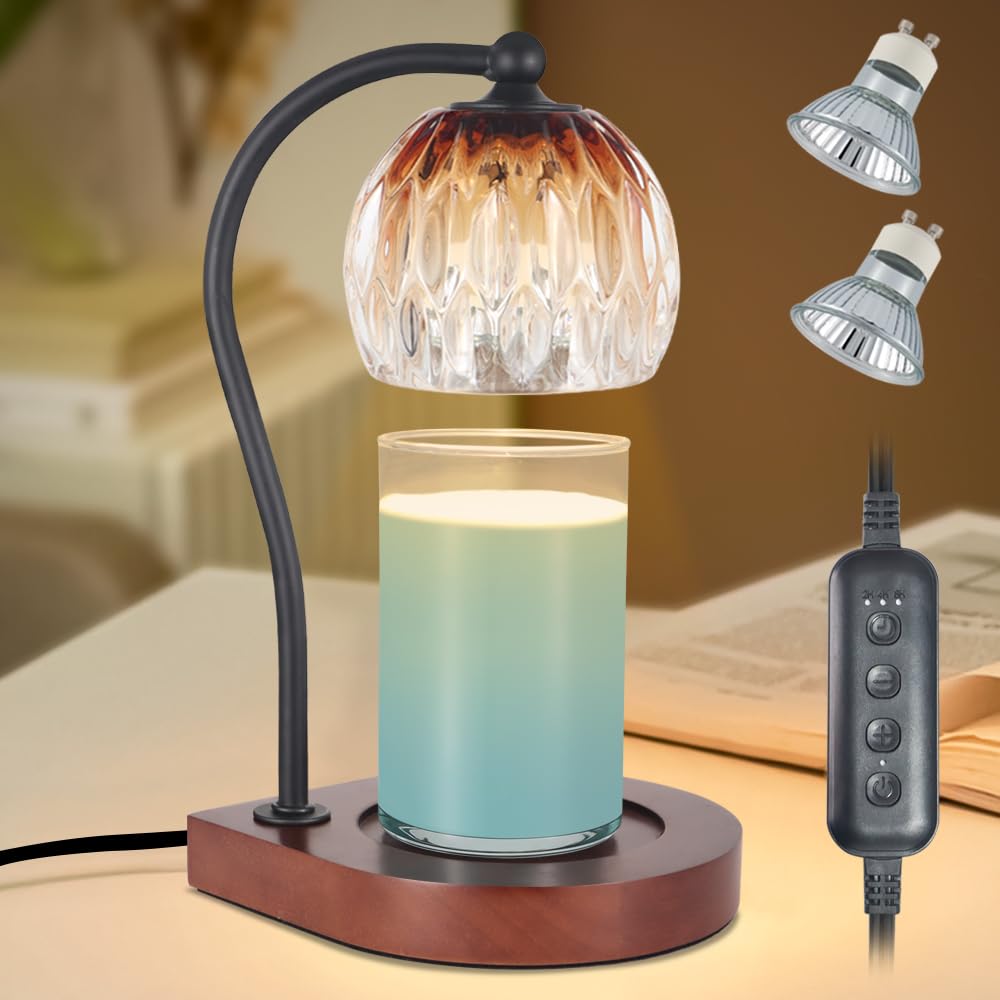 Photo 1 of copinpin Candle Warmer Lamp, Electric Candle Warmer Birthday Gifts for Women Mom, Candle Lamp Warmer with Timer for Home Decor Housewarming Christmas (Black-Brown)