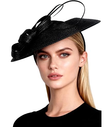 9792 Fascinators For Women Elegant Wide Brim Tea Party Church Wedding Hat F FADVES Fascinators for Women Elegant Wide Brim Tea Party  main image 4