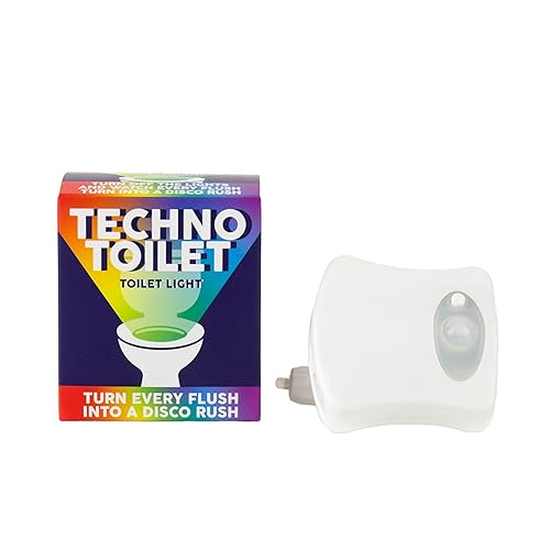 Gift Republic Techno Toilet Light Motion-Sensor Toilet Bowl Seat Light with 8 Colours Battery-Operated Novelty Night Light Body Motion Sensor Party Light Fun Novelty Gift Bathroom Accessory