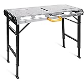WORKESS Metal Welding Table Folding 1000 lbs Load Capacity Heavy Duty Steel Construction Workbench for Welding Adjustable 7 Level Height