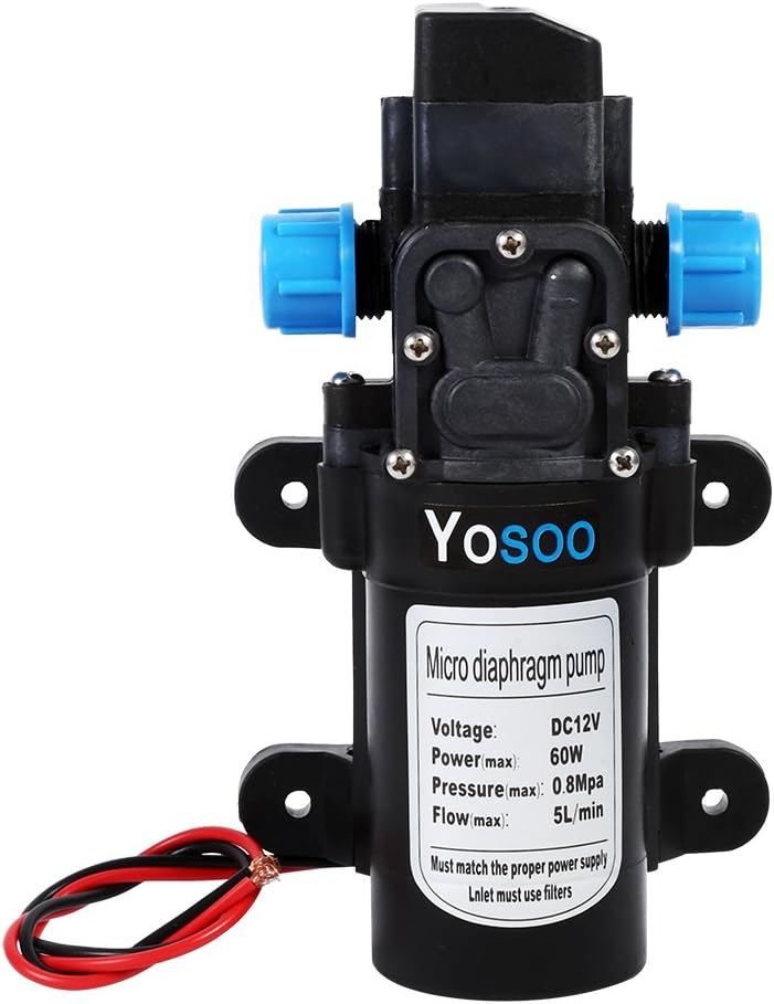 Yosoo DC 12V 60W Diaphragm Water Pump 115PSI Automatic Pressure Switch Caravan
