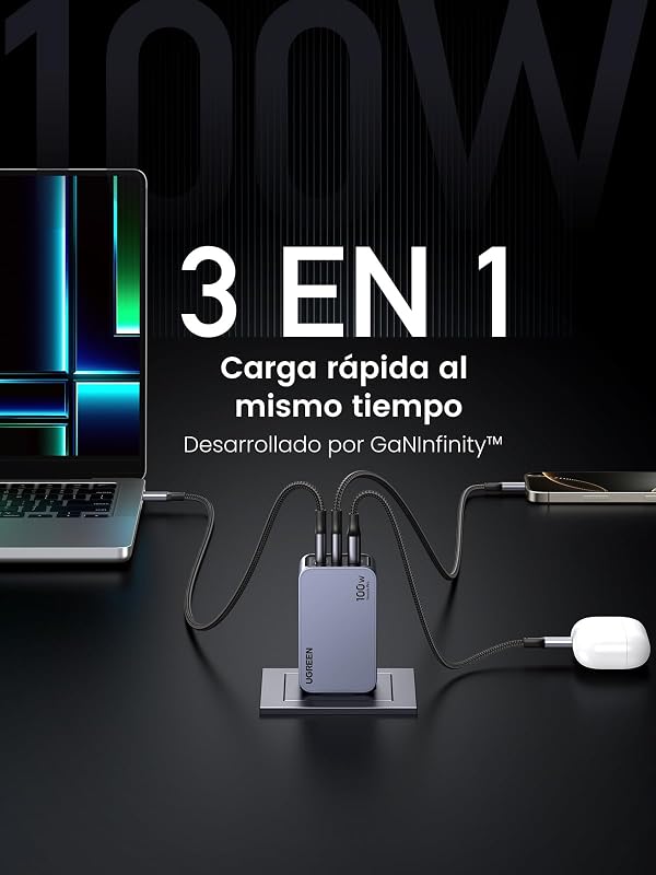 Nexode Pro 100W Cargador USB C Carga Rápida GAN Adaptador