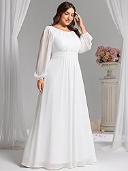Ever-Pretty Women's Round Neck Long Lantern Sleeves