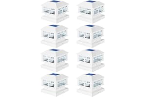 POWGDLT Solar Post Lights Outdoor, 20LM Fence Post Cap Lights, Waterproof, 2 Light Modes, Fit 3.5x3.5in 4x4in 5x5in Wooden Post, Solar Power Deck Lights for Garden Deck Patio Decoration(White 8Pack)