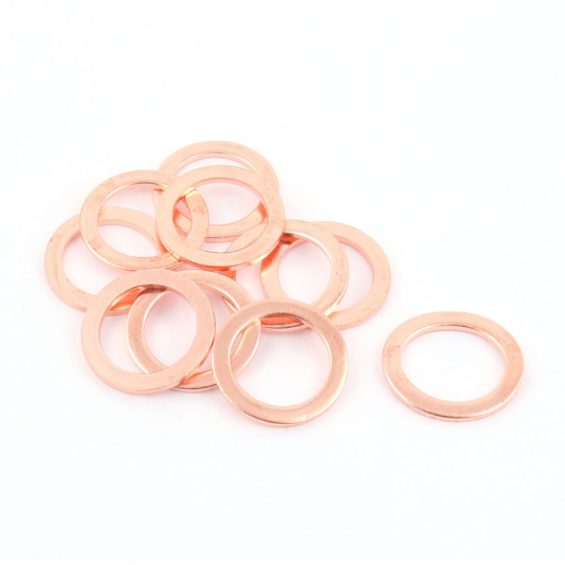 Sourcingmap 10pcs 28mm x 20mm x 2mm Flat Ring Copper Crush Washer Sealing Gasket Fastener