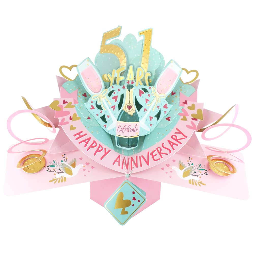 51 Years Happy 51st Anniversary Pop-Up Greeting Card Love Kate's 3D Pop Up Cards POP216MC51