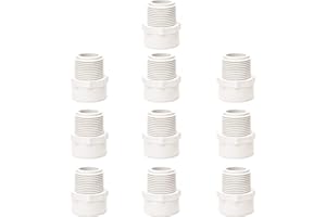 FangKingNo 10pcs 1/2 Inch White 2-Way PVC Male Adapter Pipe Fittings (Socket x Male Pipe Thread) Coupling with 1/2-Inch Male Thread Schedule 40-10 Pack (0.5 Inch)