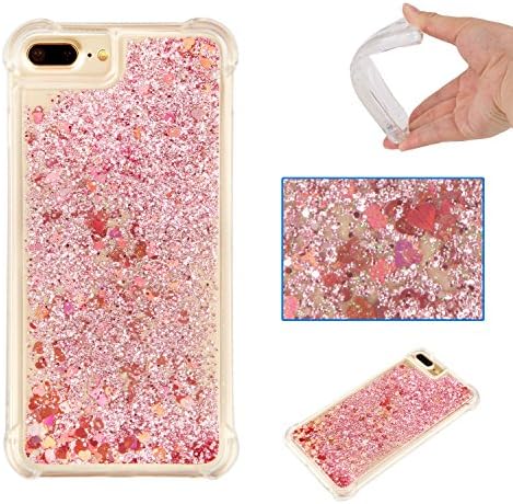 iPhone 7 Plus Case,iPhone 8 Plus Case - KAIFX Stylish Transparent PC Flowing Bling Glitter Sand Dynamic Quicksand Stars Sparkling Floating Liquid Clear Soft Plastic Cover For iPhone 7 Plus (Rose gold)
