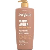 Jergens Shea Fusion Body Lotion, Warm Amber Scented, Dry Skin, 14 fl oz | Shea Butter &amp; Vitamin E Moisturizer, 24-Hour Hydration, Warm Amber Fragrance, Dry Skin Relief, Women's Daily Lotion
