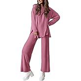 PRETTYGARDEN Women's Two Piece Lounge Sets Matching Long Sleeve Shirts Wide Leg Pants Tracksuits Travel Outfits Fall Clothes