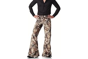 LDNINE Men's Velvet Relaxed Vintage 60s 70s Bell Bottom Stretch Fit Classic Comfort Flared Flares Retro Leg Disco Pants