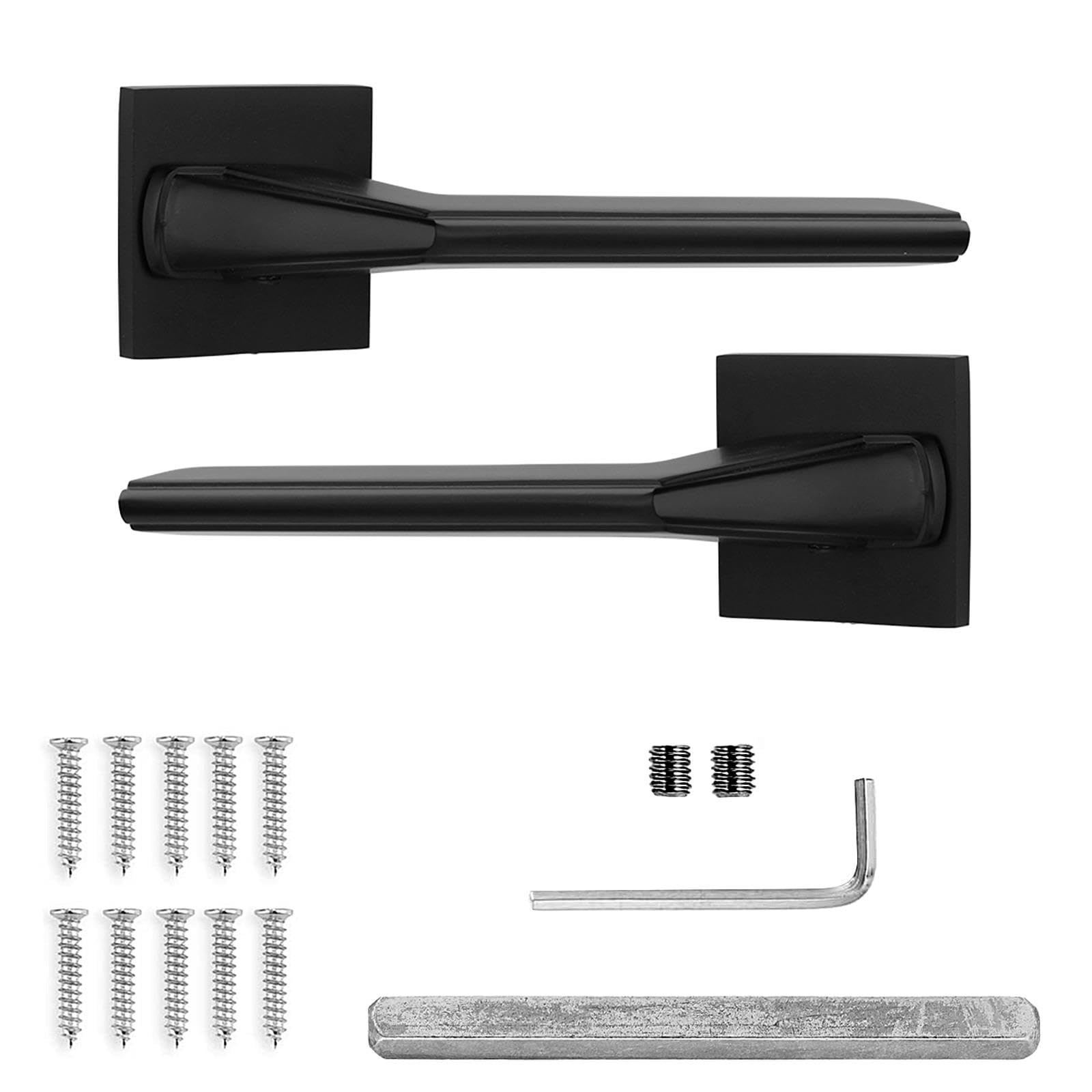 Decoranddecor Black Door Handles Internal – Aluminium Matt Black Door Handle Sets for Wooden Interior Doors | Internal Door Handles for Bedrooms & Bathroom | Pera Range