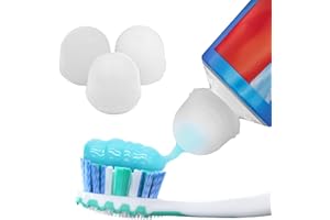 Chrome Cherry SqueezMe Self-Closing Toothpaste Caps, Silicone Lid for Kids & Adults, No Mess Toothpaste Dispenser, Self-Standing Easy Squeezer Cap, Bathroom Accessory, Clear, Pack of 3