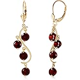 Galaxy Gold GG 14k Yellow Gold Curved Dangle Earrings with Garnets