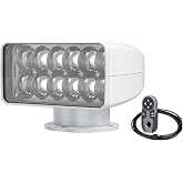 SEAFLO 360&deg; Rotating Remote Control LED Marine Searchlight- 35W, 35000 Lumens, 4,000 FT Beam Distance, 10-30V, IP65 Waterproof, Truck, Vehicles, Boat Spotlight, CE &amp; Rohs Certified (White, 5500K)