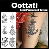 Oottati 6 Sheets Semi Permanent Fake Waterproof Arm Temporary Tattoo Stickers Long Lasts 1-2 Weeks, Ship Boat Anchor Rope Compass Scorpion Lighthouse Sailor Sea Arrow Natural Fading