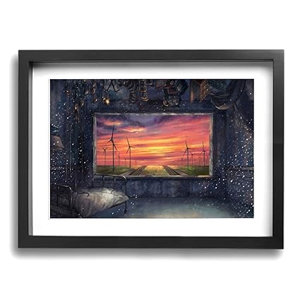 Amazon Com Hzugchi Room Picture Windmills Railroad Canvas Print