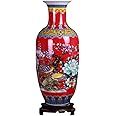 ufengke Jingdezhen Large Ceramic Floor Vase,Flower Vase Handmade Home Decorative Vase,Height 18.11"(46cm),Red