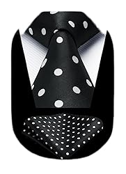 HISDERN Mens Ties Classic Black Tie and Pocket