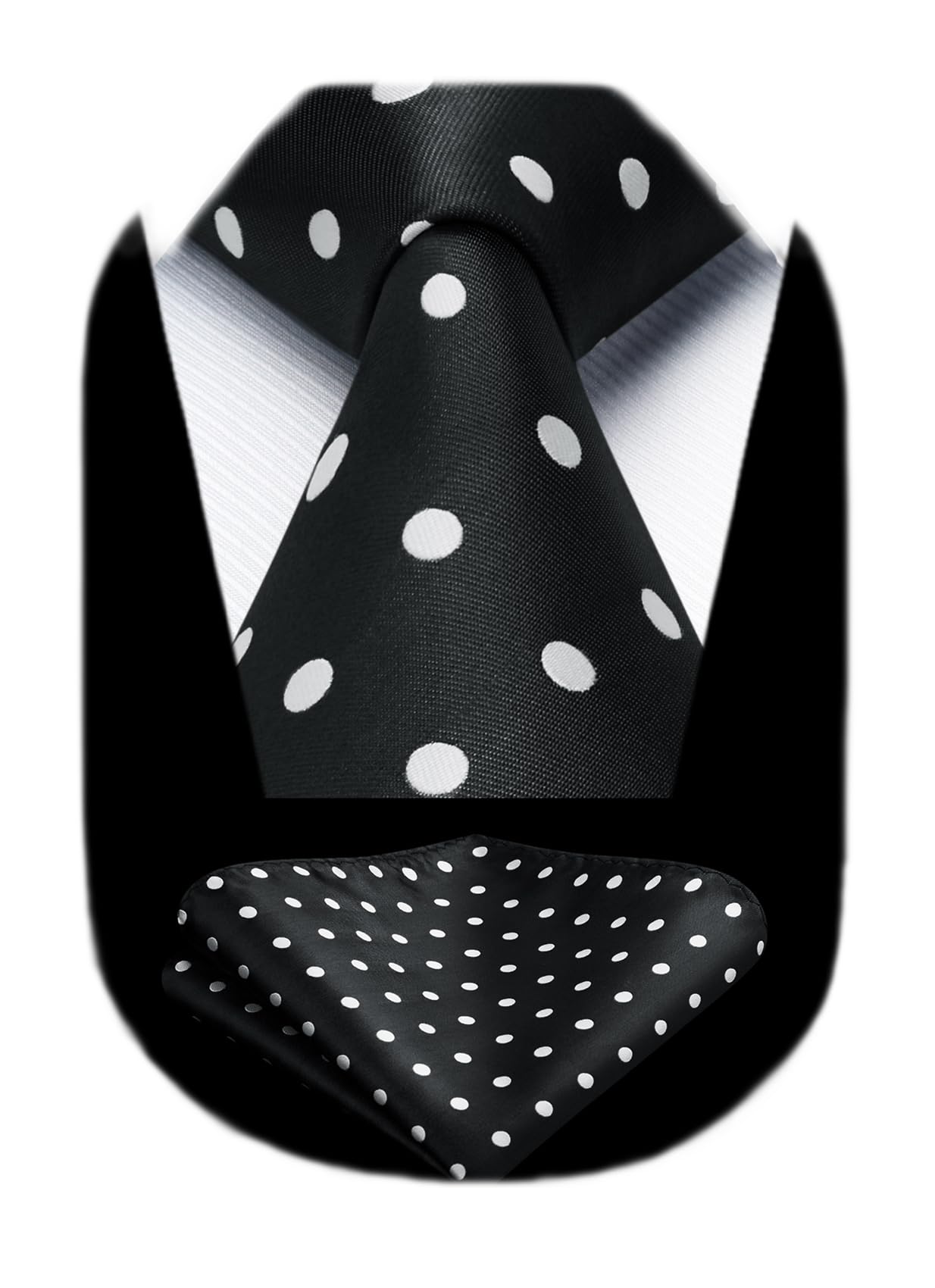 HISDERN Mens Ties Classic Black Tie and Pocket