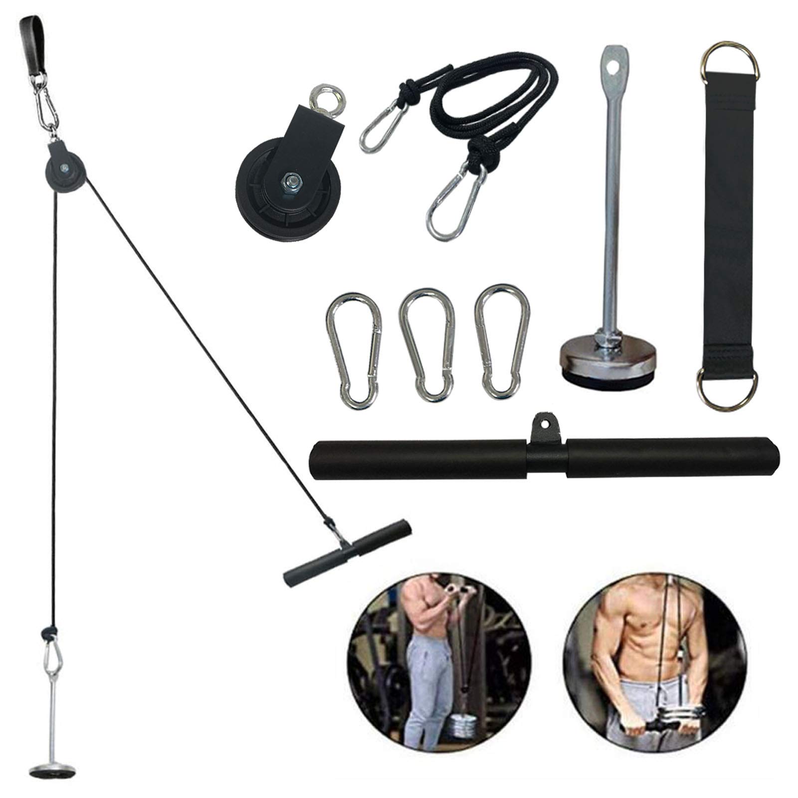 AAWINY Fitness LAT and Lift Pulley System, Weight Cable Pulley System with Upgraded Loading Pin for Triceps Pull Down, Biceps Curl, Back, Forearm, Shoulder-Home Gym Equipment