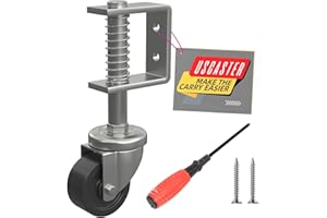 Uscaster Gate Wheel 2 Inch Heavy-Duty Caster for Wooden Gates - 360 Degree Rotation, Solid Rubber Tire, 80lbs Capacity, Spring-Loaded, Includes Screws & Screwdriver